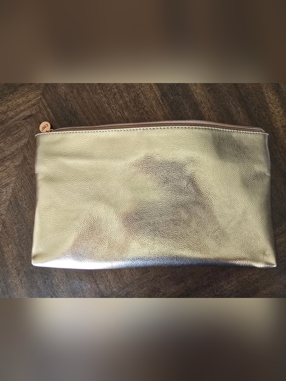Metallic Gold Womens Zip Pouch Clutch